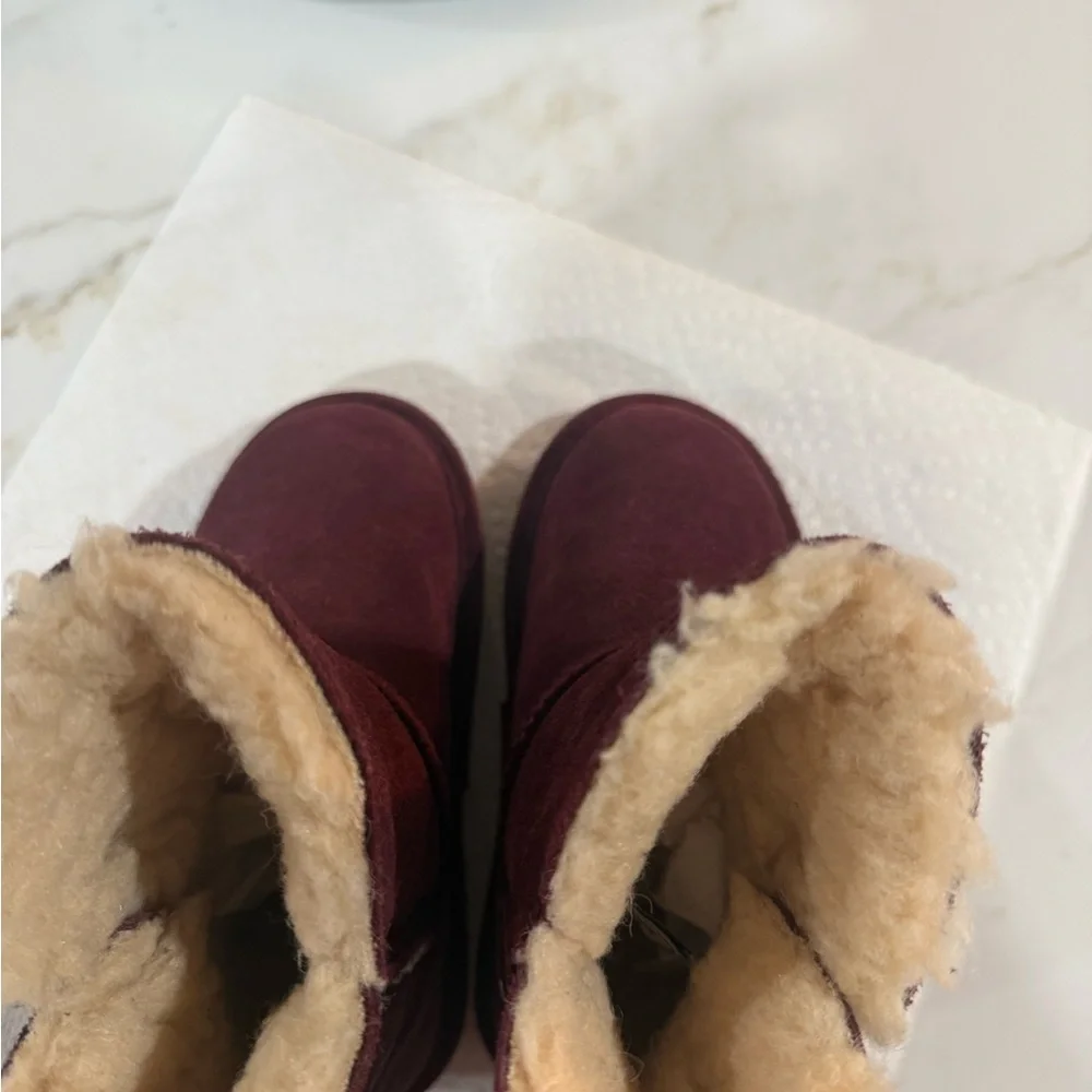 BearPaw Maroon Suede Boots with Shearling - Picture 6 of 8